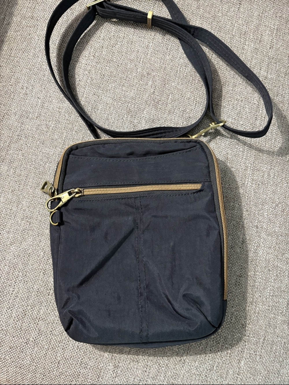 Travelon Black Nylon Crossbody with Gold Hardware
